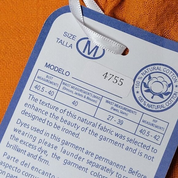 𝅺DUNES Vibrant Orange Cotton Oversized Long Sleeve Blouse- Size S, Size M - Picture 9 of 13